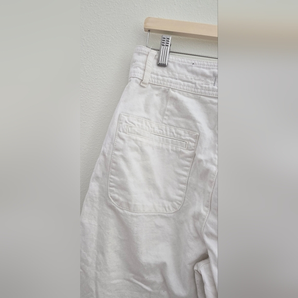 FREE PEOPLE Colette Wide Leg Culottes button fly white cropped jeans size 30 - Picture 12 of 16